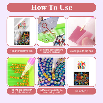 10PCS DIY Rhinestone Diamond Art Mosaic Postcards for Festivals and Celebrations