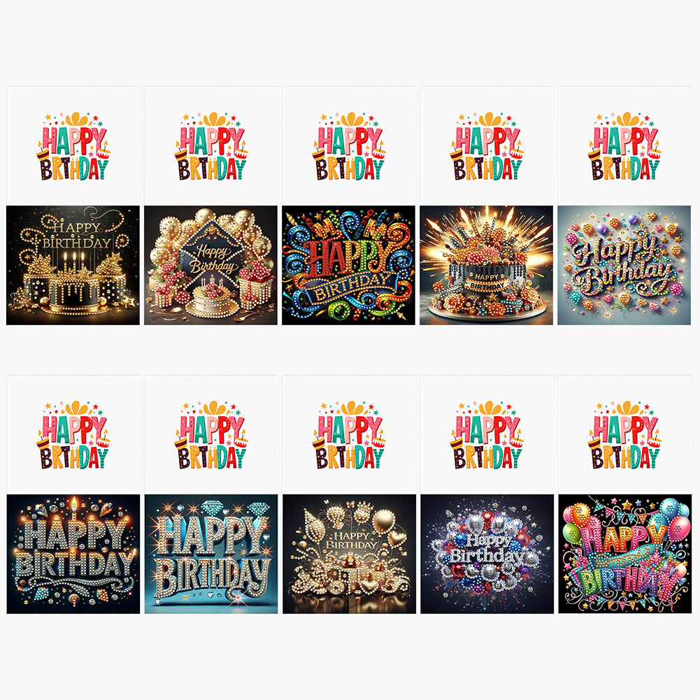 10PCS DIY Rhinestone Diamond Art Mosaic Postcards for Festivals and Celebrations