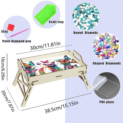 5D DIY LOVE Diamond Painting Wooden Serving Tray with Handle for Coffee Table