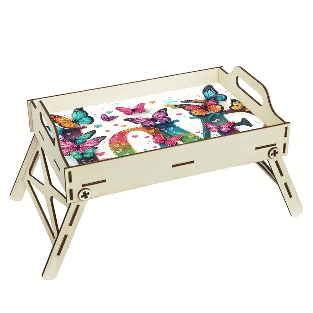 5D DIY LOVE Diamond Painting Wooden Serving Tray with Handle for Coffee Table