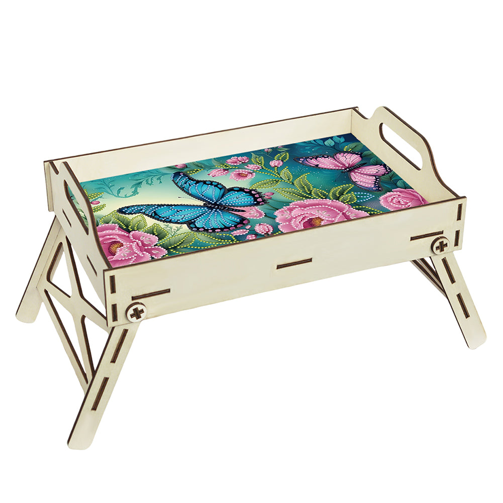 DIY Diamond Painted Dining Plate with Handle Wooden Food Tray Home Decor Gift