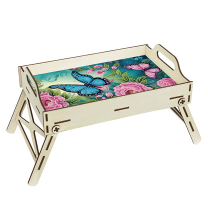 DIY Diamond Painted Dining Plate with Handle Wooden Food Tray Home Decor Gift