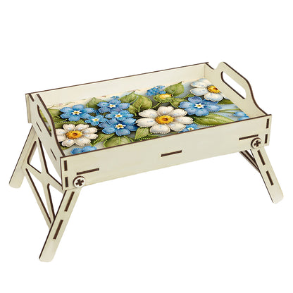 DIY Diamond Painted Dining Plate with Handle Wooden Food Tray Home Decor Gift