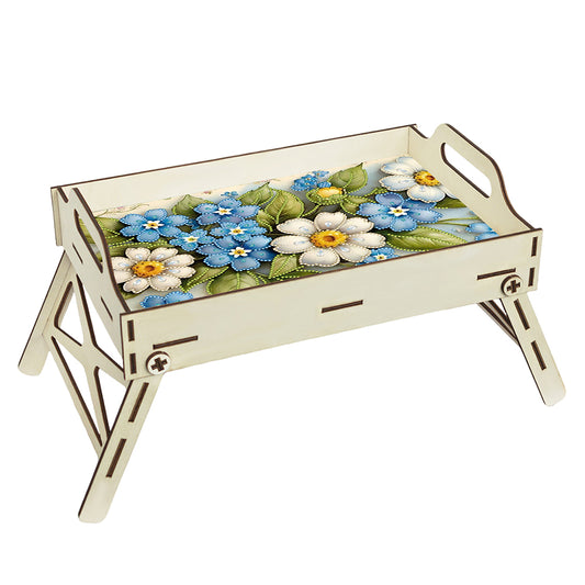 DIY Diamond Painted Dining Plate with Handle Wooden Food Tray Home Decor Gift
