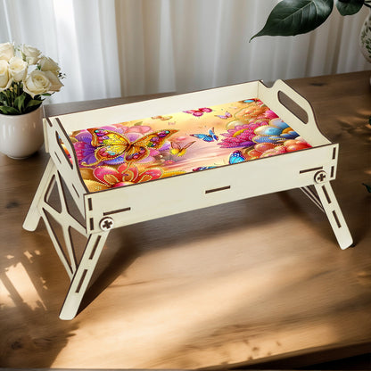 DIY Diamond Painted Dining Plate with Handle Wooden Food Tray Home Decor Gift