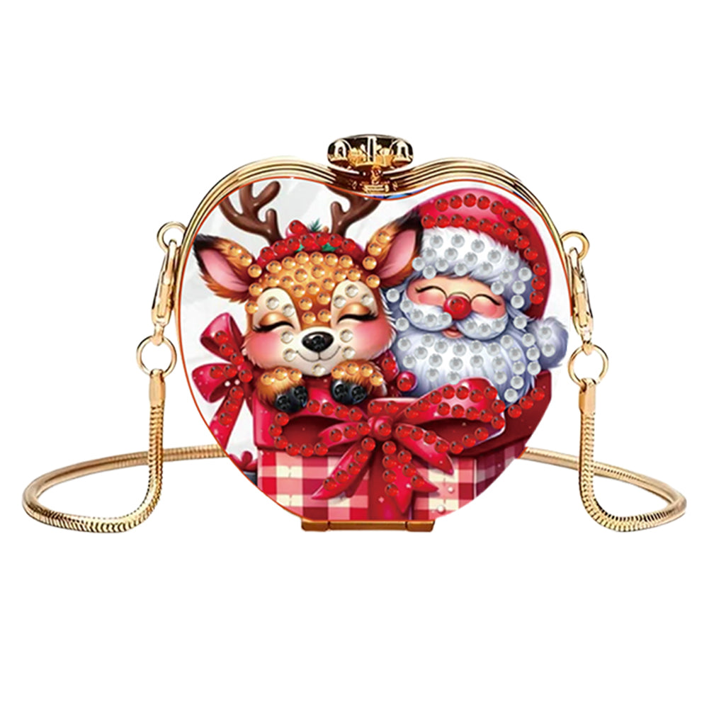 Deer and Santa DIY Diamond Painting Shoulder Bag for Coins Lipstick Earphones