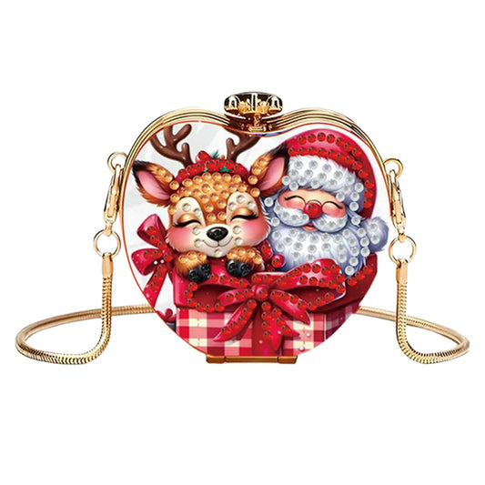Deer and Santa DIY Diamond Painting Shoulder Bag for Coins Lipstick Earphones