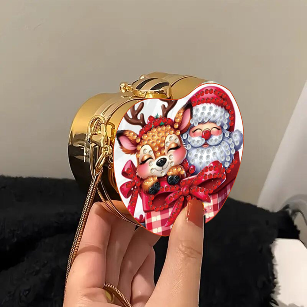 Deer and Santa DIY Diamond Painting Shoulder Bag for Coins Lipstick Earphones