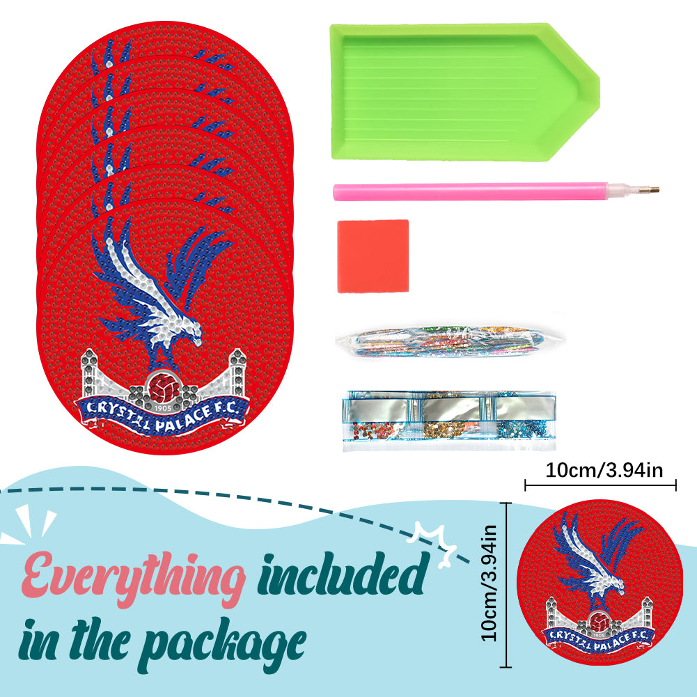 6pcs Crystal FC DIY Diamond Painting Coasters Kit with Holder for Adult Beginner