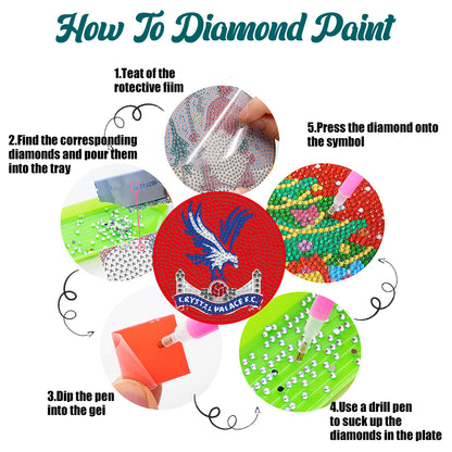 6pcs Crystal FC DIY Diamond Painting Coasters Kit with Holder for Adult Beginner