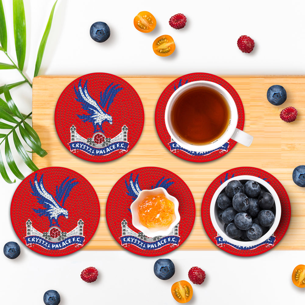 6pcs Crystal FC DIY Diamond Painting Coasters Kit with Holder for Adult Beginner