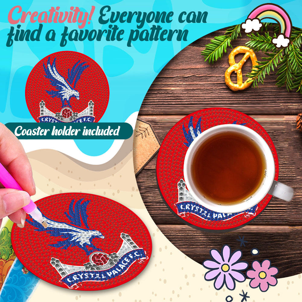 6pcs DIY Diamond Painting Coasters Kits with Holder for Adult Office Coffee Mats