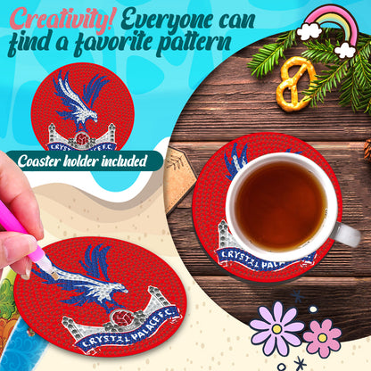 6pcs Crystal FC DIY Diamond Painting Coasters Kit with Holder for Adult Beginner