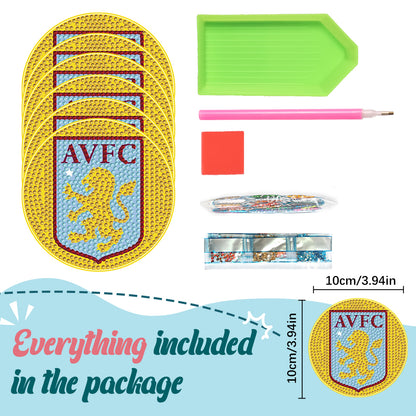 6pcs Aston Villa FC DIY Diamond Painting Coasters Kits with Holder for Adult