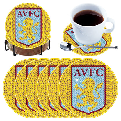 6pcs Aston Villa FC DIY Diamond Painting Coasters Kits with Holder for Adult