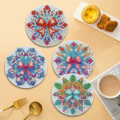 4pcs Christmas Diamond Art Coasters Kits for Home Party and Holiday Decorations