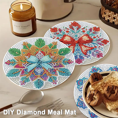 4pcs Christmas Diamond Art Coasters Kits for Home Party and Holiday Decorations