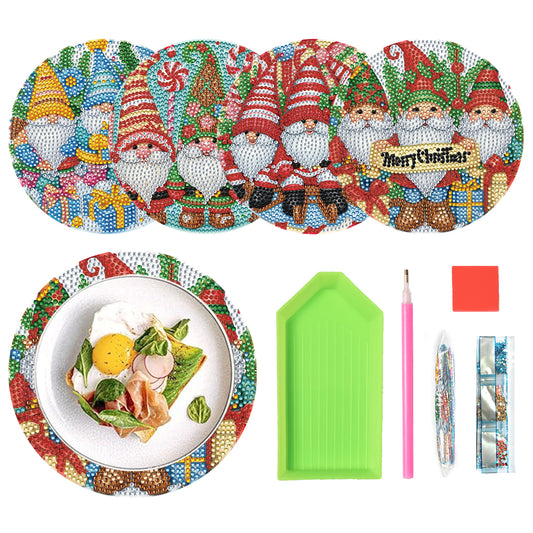 4pcs Christmas Diamond Art Coasters Kits for Home Party and Holiday Decorations