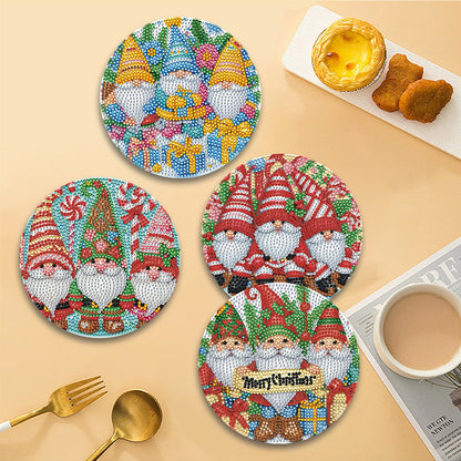 4pcs Christmas Diamond Art Coasters Kits for Home Party and Holiday Decorations