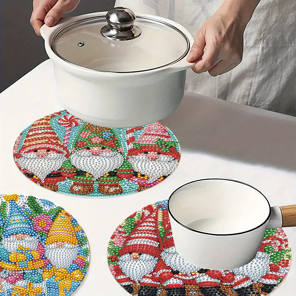 4 PCS Christmas Gnome Diamond Painting Placemat Kit for Home Kitchen Parties