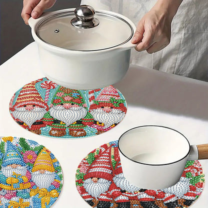 4 PCS Christmas Gnome Diamond Painting Placemat Kit for Home Kitchen Parties