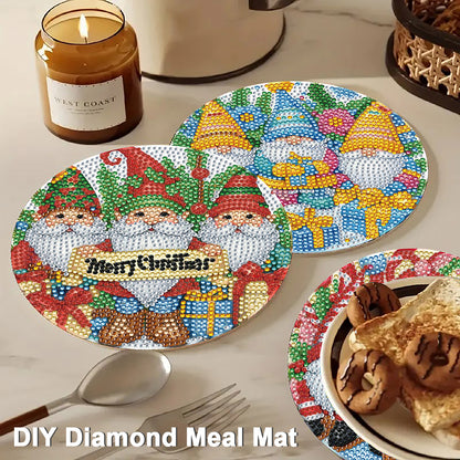 4 PCS Christmas Gnome Diamond Painting Placemat Kit for Home Kitchen Parties