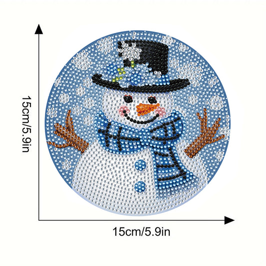 4 PCS Christmas Snowman Diamond Painting Placemat Kit for Home Kitchen Parties