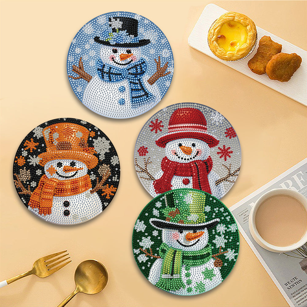 4pcs Christmas Diamond Art Coasters Kits for Home Party and Holiday Decorations