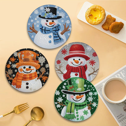 4pcs Christmas Diamond Art Coasters Kits for Home Party and Holiday Decorations