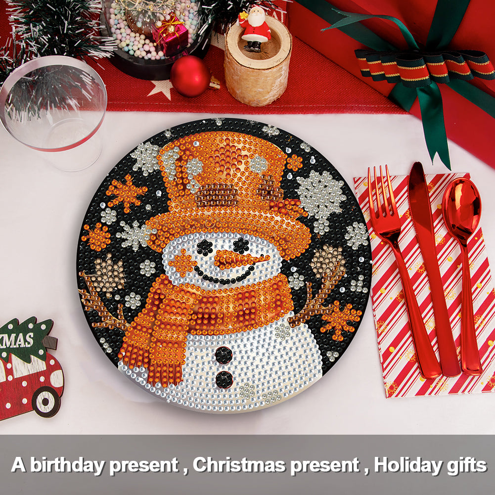4 PCS Christmas Snowman Diamond Painting Placemat Kit for Home Kitchen Parties