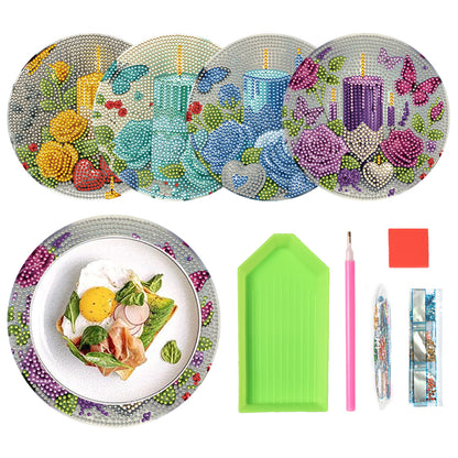 4pcs Christmas Diamond Art Coasters Kits for Home Party and Holiday Decorations