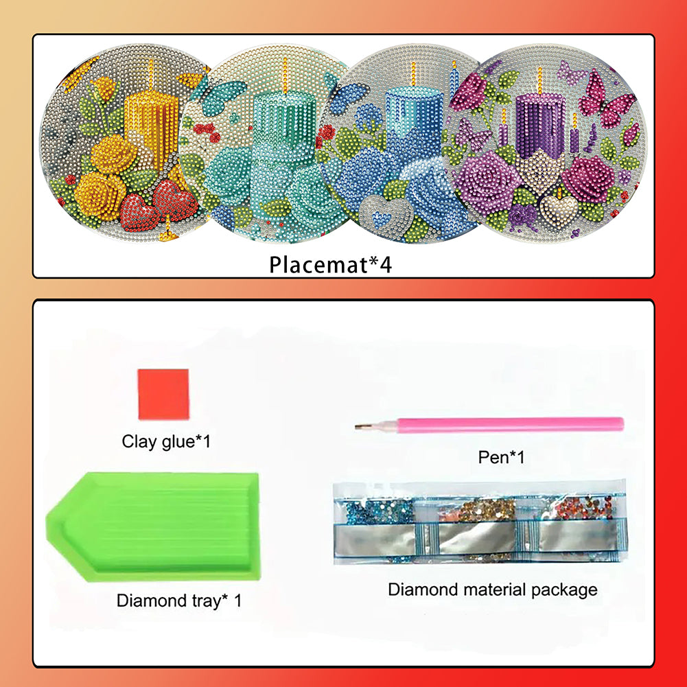 4pcs Christmas Diamond Art Coasters Kits for Home Party and Holiday Decorations