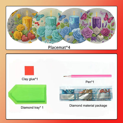 4pcs Christmas Diamond Art Coasters Kits for Home Party and Holiday Decorations