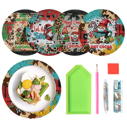 4 PCS Christmas Diamond Painting Placemat Kit for Home Kitchen Parties   Camping