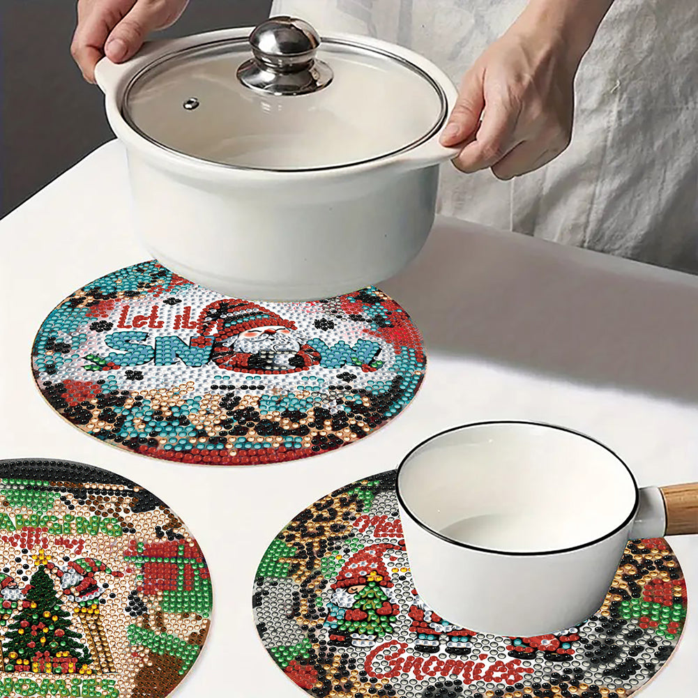 4 PCS Christmas Diamond Painting Placemat Kit for Home Kitchen Parties   Camping