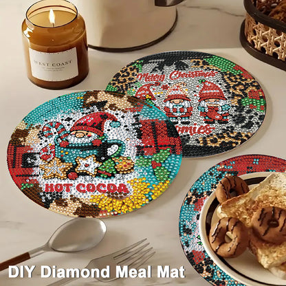 4pcs Christmas Diamond Art Coasters Kits for Home Party and Holiday Decorations