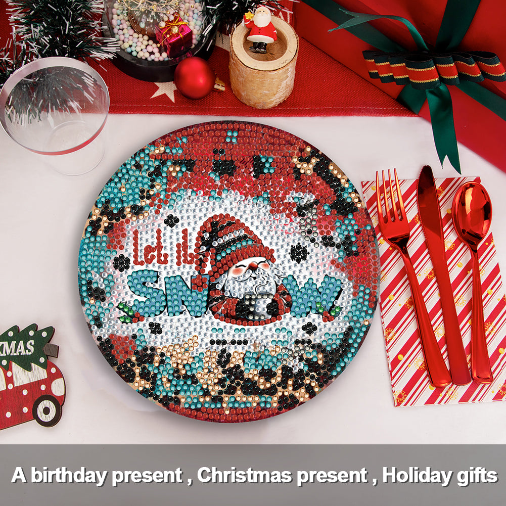 4pcs Christmas Diamond Art Coasters Kits for Home Party and Holiday Decorations