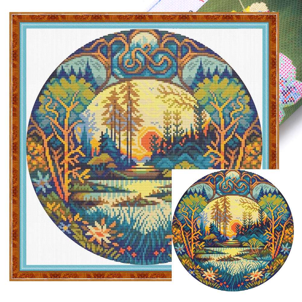 Lake - 18CT Stamped Cross Stitch 25*25CM