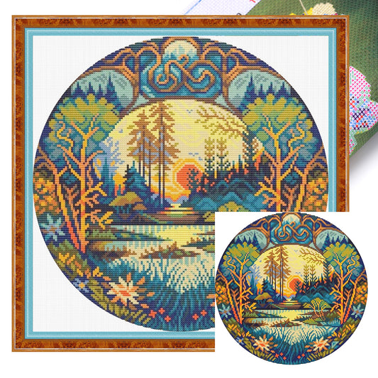 Lake - 18CT Stamped Cross Stitch 25*25CM