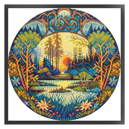Lake - 18CT Stamped Cross Stitch 25*25CM