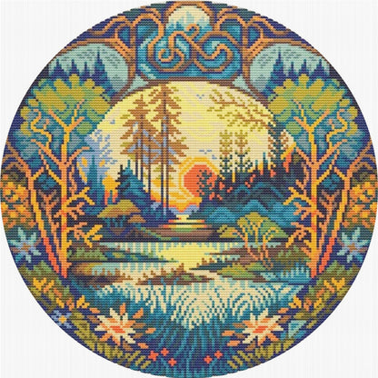 Lake - 18CT Stamped Cross Stitch 25*25CM