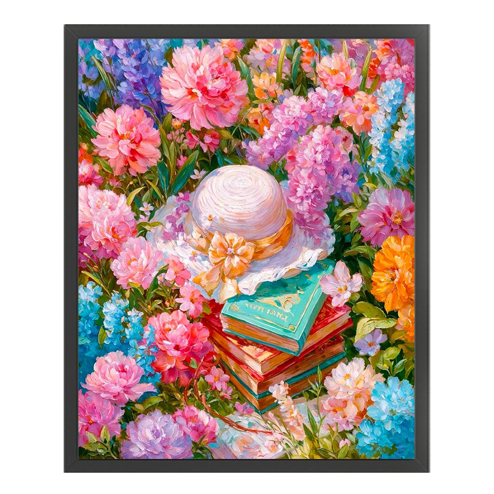 Hat In The Flowers - 14CT Stamped Cross Stitch 40*50CM