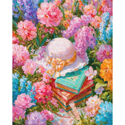 Hat In The Flowers - 14CT Stamped Cross Stitch 40*50CM