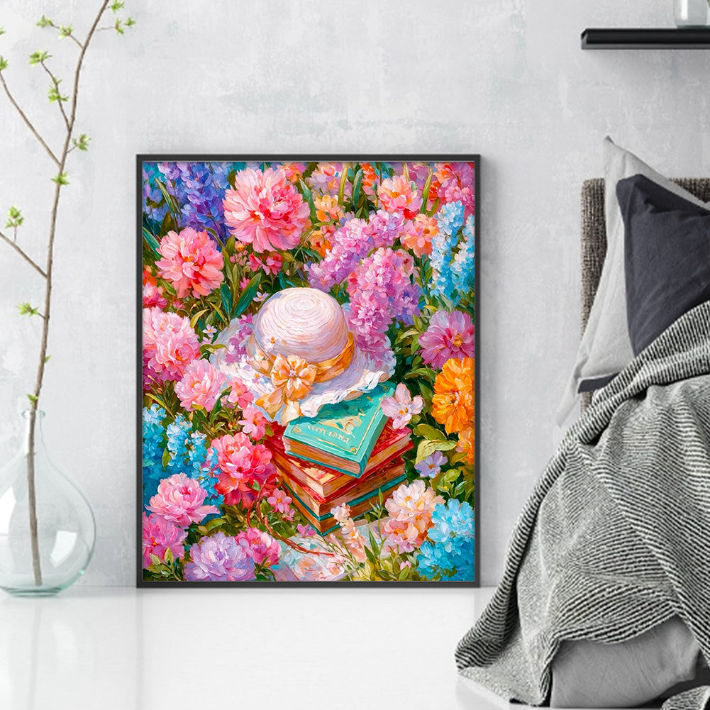 Hat In The Flowers - 14CT Stamped Cross Stitch 40*50CM