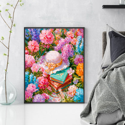 Hat In The Flowers - 14CT Stamped Cross Stitch 40*50CM