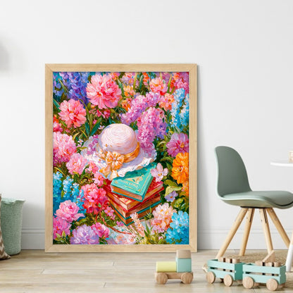 Hat In The Flowers - 14CT Stamped Cross Stitch 40*50CM