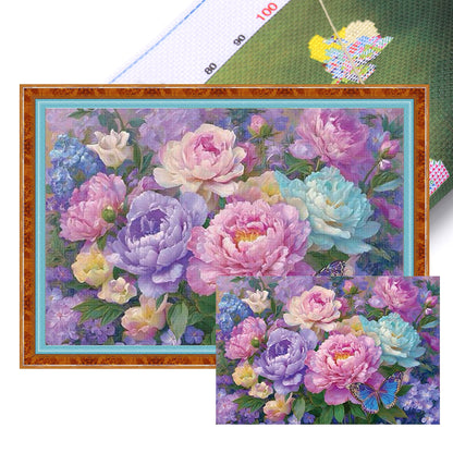 Flowers And Butterflies - 14CT Stamped Cross Stitch 60*40CM