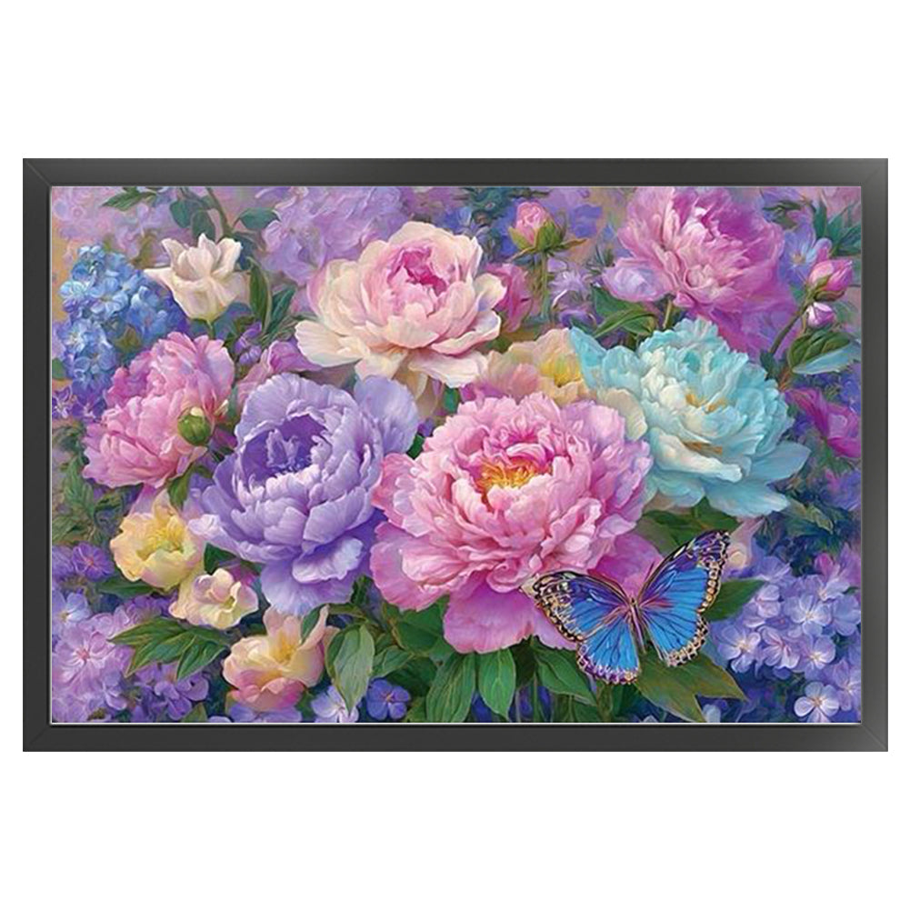 Flowers And Butterflies - 14CT Stamped Cross Stitch 60*40CM
