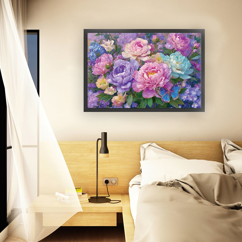 Flowers And Butterflies - 14CT Stamped Cross Stitch 60*40CM