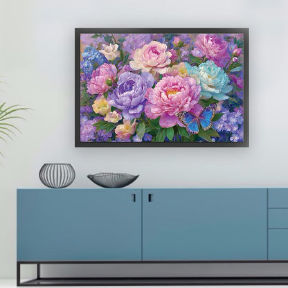 Flowers And Butterflies - 14CT Stamped Cross Stitch 60*40CM